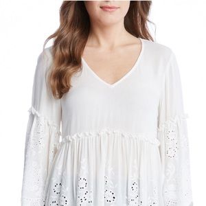 Karen Kane Embroidered Ruffle Top